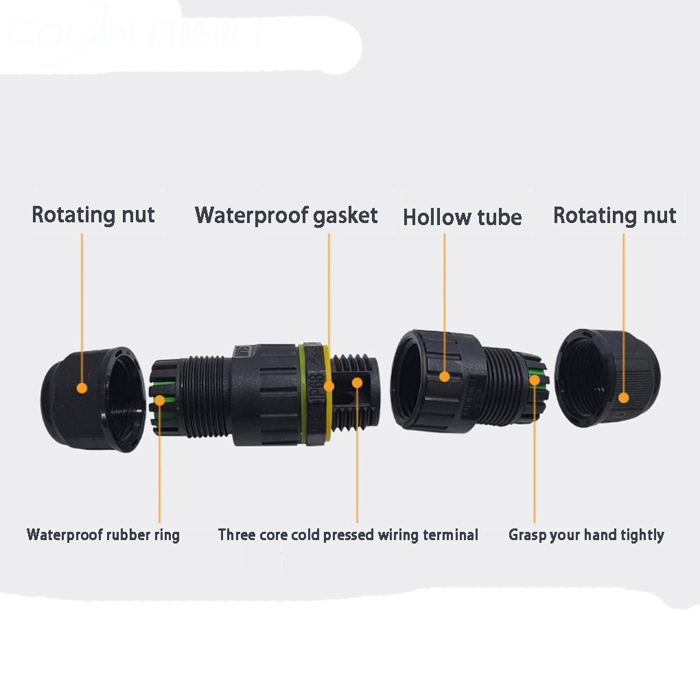 M16 IP68 Waterproof Cable Connector – Outdoor Plastic Electrical Wire Connector for LED Lighting, 16A