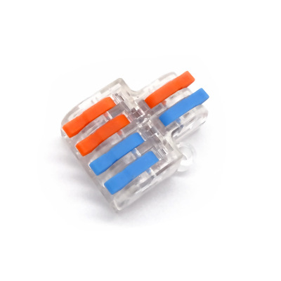 MINI-T-SPL-42 Compact 2 In 4 Out Transparent Lever-Nut Waterproof Wire Connector with Copper Pin Terminals